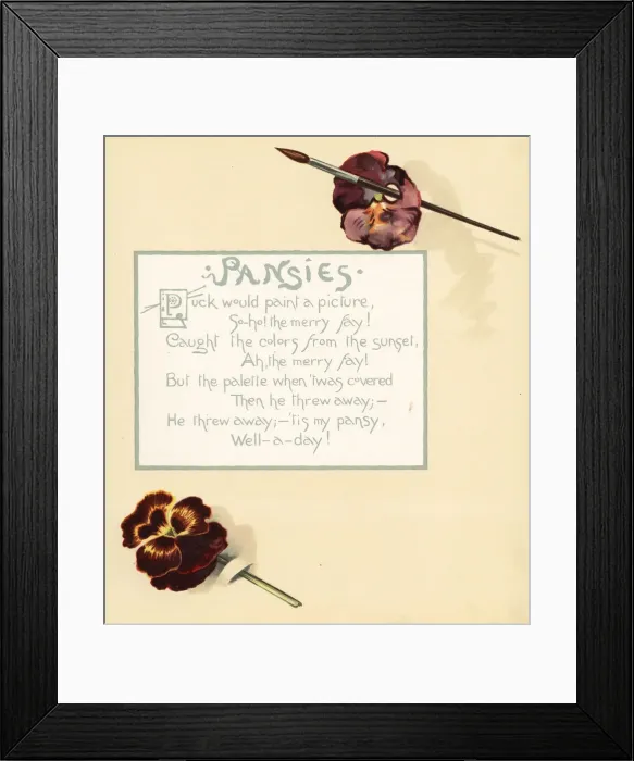 Framed Print : Pansies, Viola tricolor, paintbrush and palette Framed Print : Pansies, Viola tricolor, paintbrush and palette