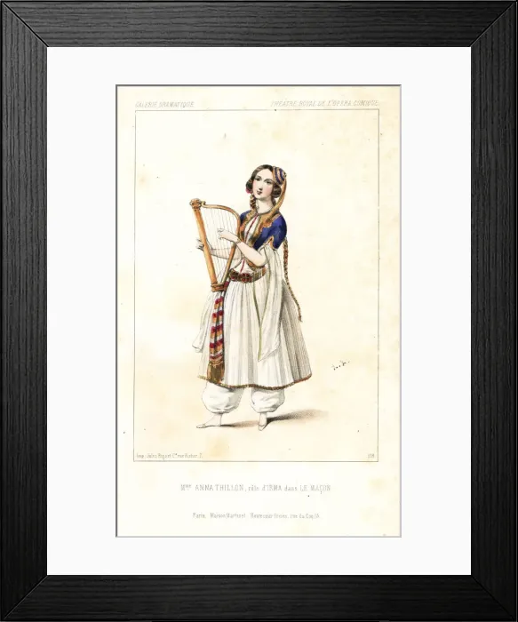 Framed Print : Opera singer Anna Thillon as Irma with lyre Framed Print : Opera singer Anna Thillon as Irma with lyre