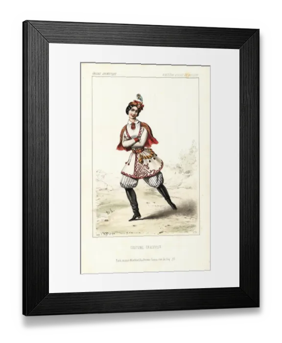 Framed Print : Female dancer in costume of a woman of Krakow, 1845 Framed Print : Female dancer in costume of a woman of Krakow, 1845