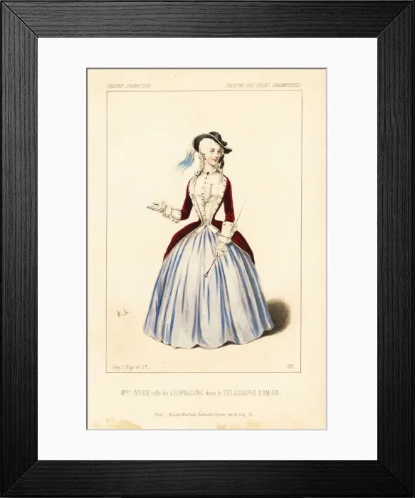 Framed Print : Mme. Atier as Leopoldine in Le Telegraphe D Amour, 1845 Framed Print : Mme. Atier as Leopoldine in Le Telegraphe D Amour, 1845