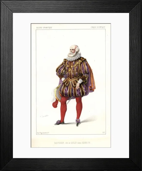 Framed Print : French actor Jean Gauthier as Sully in Henri IV, 1846 Framed Print : French actor Jean Gauthier as Sully in Henri IV, 1846