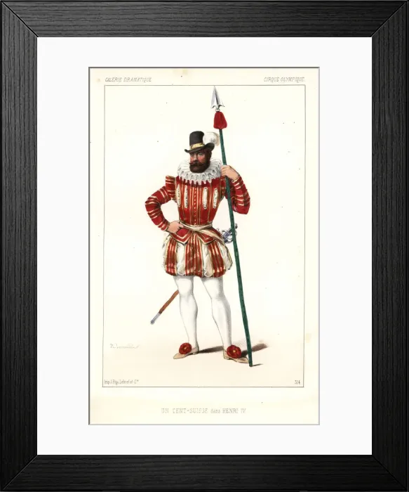 Framed Print : Costume of a Cent-Suisse in Henri IV, 1846 Framed Print : Costume of a Cent-Suisse in Henri IV, 1846