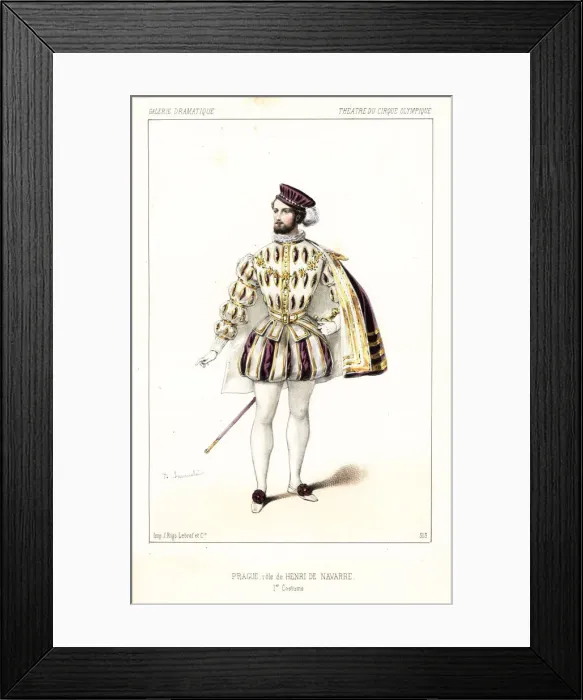 Framed Print : French actor Prague as Henri de Navarre in Henri IV, 1846 Framed Print : French actor Prague as Henri de Navarre in Henri IV, 1846