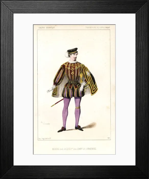 Framed Print : Baritone singer Bussine as Jacques I in Gibby Framed Print : Baritone singer Bussine as Jacques I in Gibby