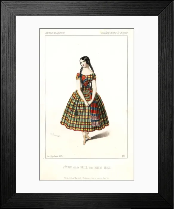 Framed Print : Soprano singer Mlle. Maria Nau as Nelly in Robert Bruce Framed Print : Soprano singer Mlle. Maria Nau as Nelly in Robert Bruce