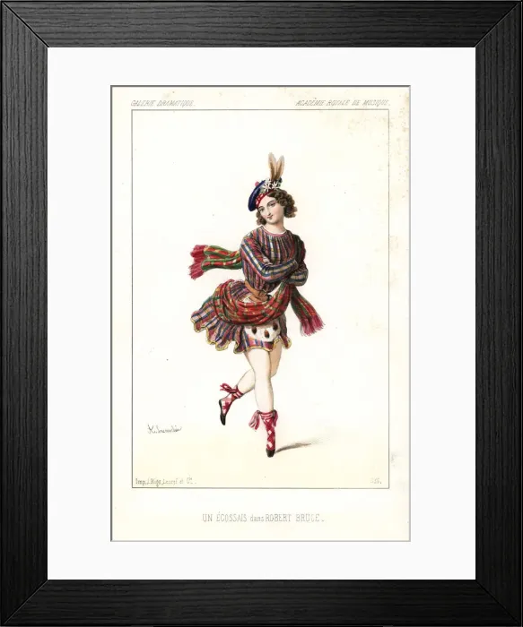 Framed Print : Ballet dancer in Scottish costume in Robert Bruce, 1846 Framed Print : Ballet dancer in Scottish costume in Robert Bruce, 1846