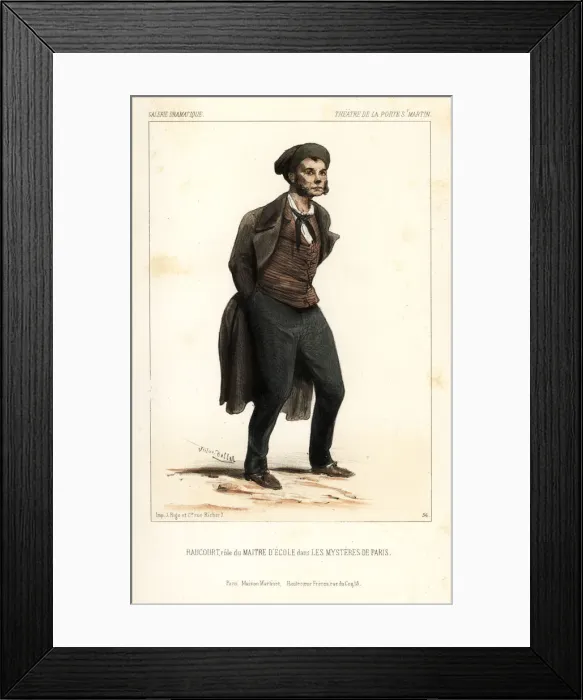Framed Print : Raucourt as Maitre d Ecole in Les Mysteres de Paris, 1844 Framed Print : Raucourt as Maitre d Ecole in Les Mysteres de Paris, 1844