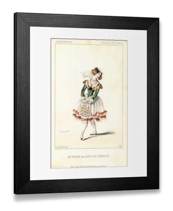 Framed Print : French ballet dancer in La Belle aux Cheveux d Or, 1847 Framed Print : French ballet dancer in La Belle aux Cheveux d Or, 1847