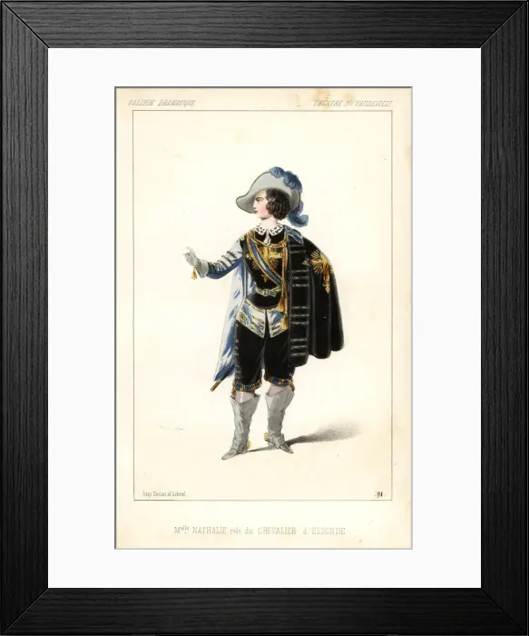 Framed Print : Mlle Nathalie in drag as the Chevalier d Essone, 1847 Framed Print : Mlle Nathalie in drag as the Chevalier d Essone, 1847