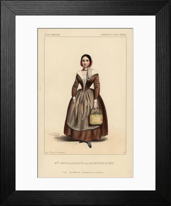 Framed Print : Mlle. Pauline Amant as Ricolette in Les Mysteres Framed Print : Mlle. Pauline Amant as Ricolette in Les Mysteres