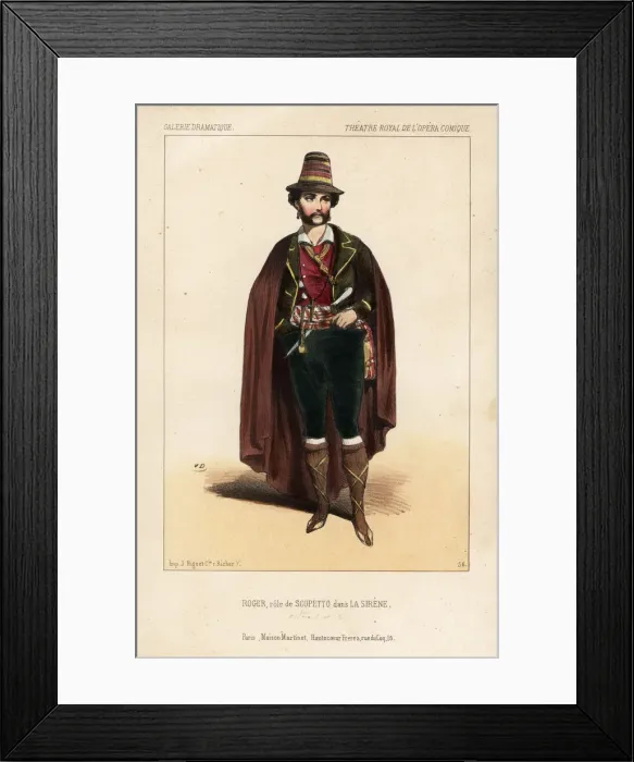 Framed Print : Tenor singer Roger as Scopetto in La Sirene, 1844 Framed Print : Tenor singer Roger as Scopetto in La Sirene, 1844