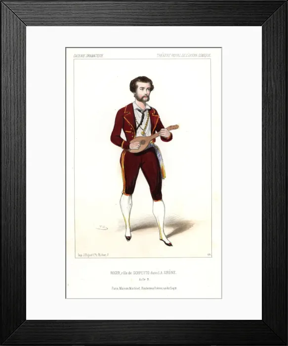 Framed Print : Tenor singer Roger as Scopetto in La Sirene, 1844 Framed Print : Tenor singer Roger as Scopetto in La Sirene, 1844