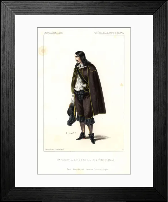 Framed Print : Eugene Grailly as Charles II in Don Cesar de Bazan, 1844 Framed Print : Eugene Grailly as Charles II in Don Cesar de Bazan, 1844
