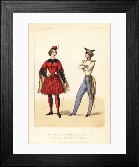 Framed Print : Desiree Pochonnet as Sizerin and an officer Framed Print : Desiree Pochonnet as Sizerin and an officer