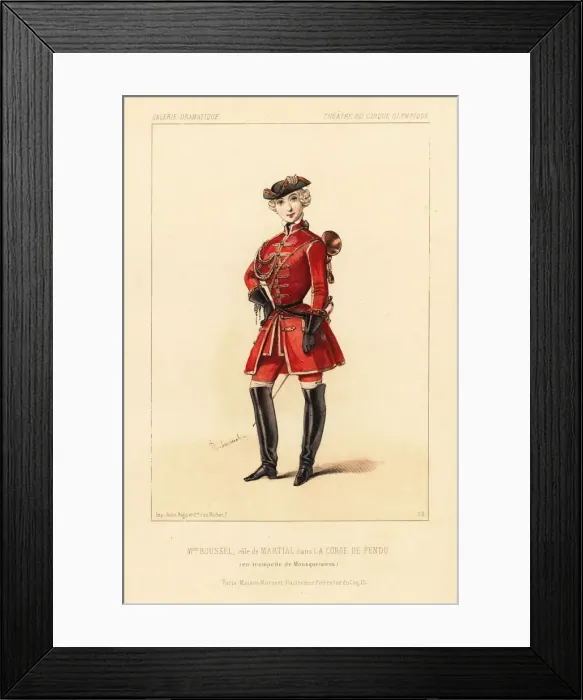 Framed Print : Mlle. Roussel as Martial in La Corde de Pendu, 1844 Framed Print : Mlle. Roussel as Martial in La Corde de Pendu, 1844