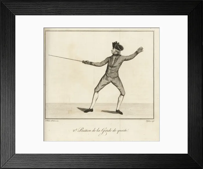Framed Print : Fencer in second position of garde de quarte Framed Print : Fencer in second position of garde de quarte