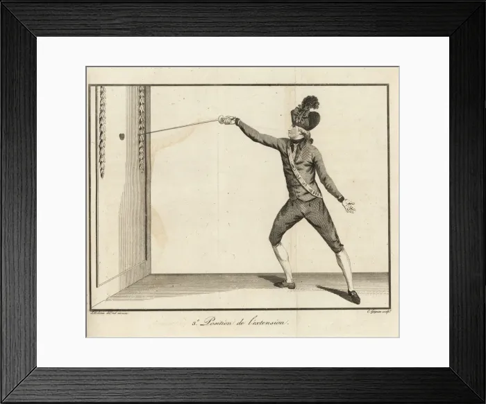 Framed Print : Gentleman fencer in third position of extension Framed Print : Gentleman fencer in third position of extension