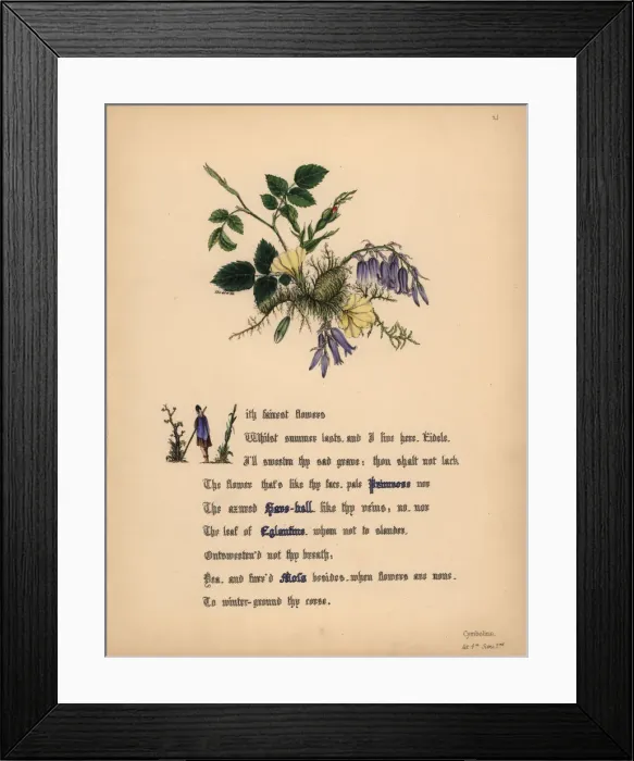 Framed Print : Primrose, Hare-bell, Eglantine and Moss (Cymbeline) Framed Print : Primrose, Hare-bell, Eglantine and Moss (Cymbeline)