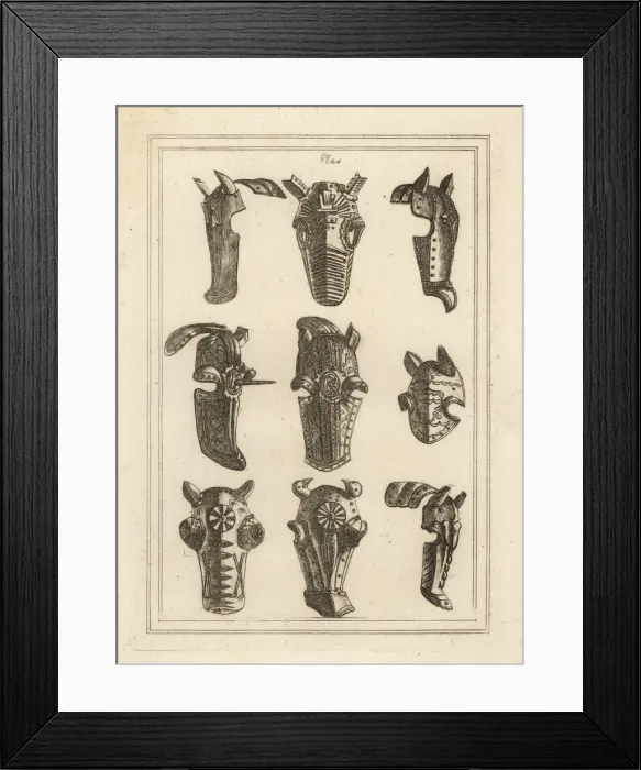 Framed Print : Chanfrons, champfrein or shaffrons for barded horses Framed Print : Chanfrons, champfrein or shaffrons for barded horses