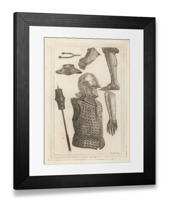 Framed Print : Helmet, gauntlet, gorget, mace, and prick spur Framed Print : Helmet, gauntlet, gorget, mace, and prick spur