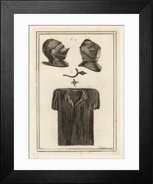 Framed Print : Helmet, prick spur and suit of chainmail armour Framed Print : Helmet, prick spur and suit of chainmail armour