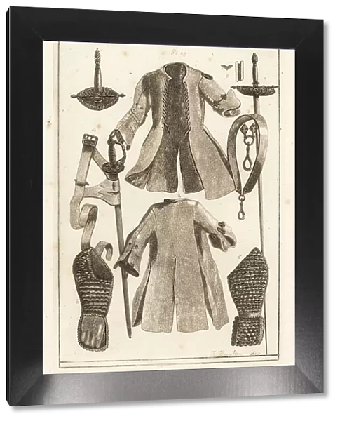 Buff coat, belt, glove, with sword and hilt