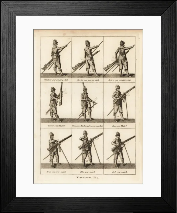 Framed Print : Military exercises of musketeers Framed Print : Military exercises of musketeers