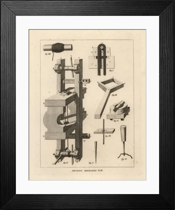 Framed Print : Machine and method for stringing the balista Framed Print : Machine and method for stringing the balista
