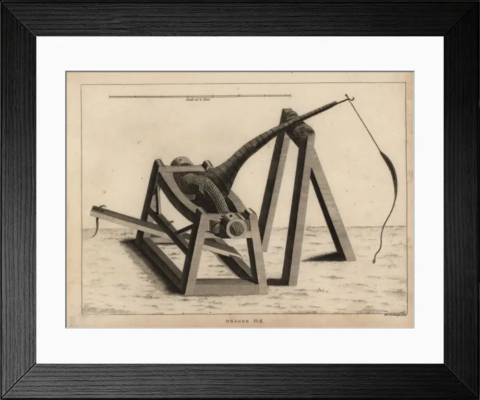 Framed Print : Onager, a type of catapult to project stones Framed Print : Onager, a type of catapult to project stones