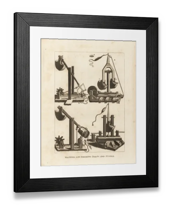 Framed Print : Counterweight machines for throwing darts and stones Framed Print : Counterweight machines for throwing darts and stones