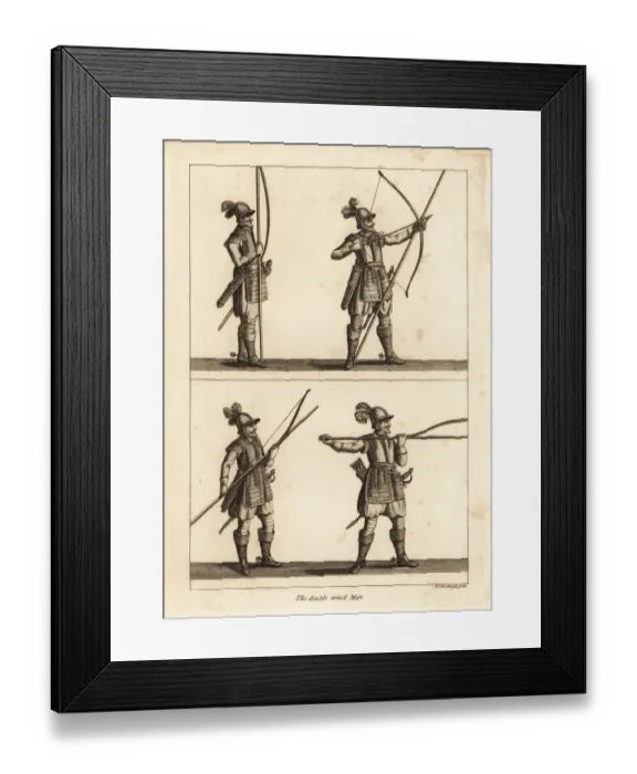 Framed Print : Exercise of the double-armed man with bow and pike Framed Print : Exercise of the double-armed man with bow and pike