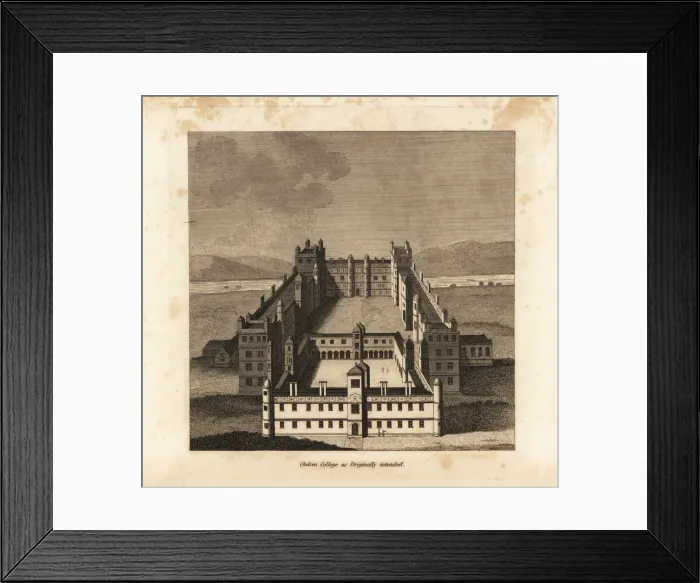 Framed Print : Chelsea College as originally intended by King James I Framed Print : Chelsea College as originally intended by King James I