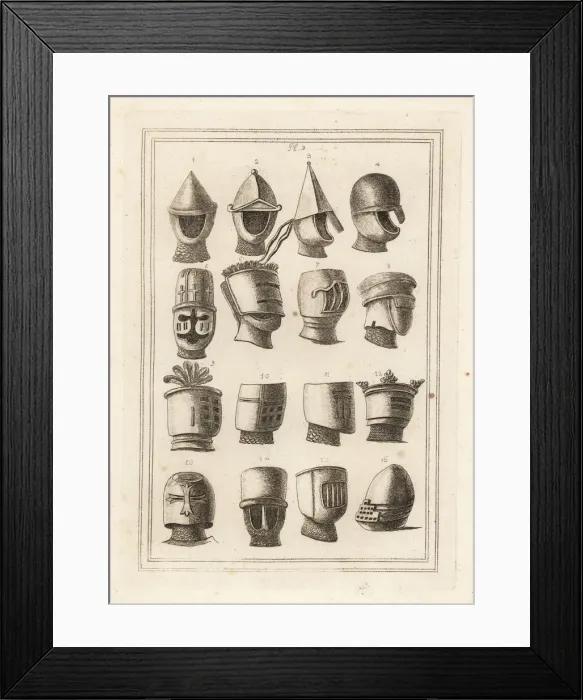 Framed Print : Helmets from the great seals of kings and barons Framed Print : Helmets from the great seals of kings and barons
