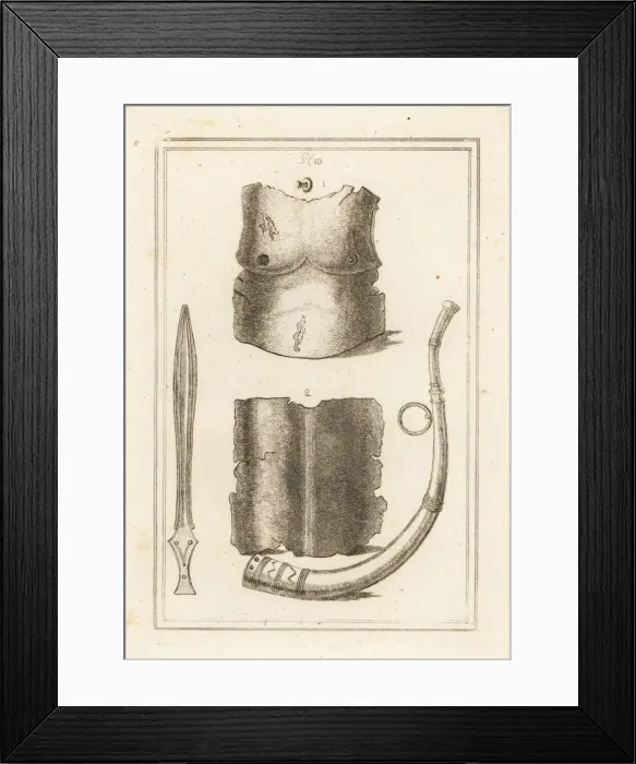 Framed Print : Roman cuirass, lituus and ancient sword Framed Print : Roman cuirass, lituus and ancient sword