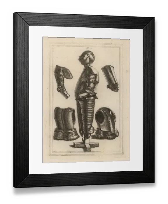 Framed Print : Suit of bright armour and pouldron, garde-brass and vambrace Framed Print : Suit of bright armour and pouldron, garde-brass and vambrace
