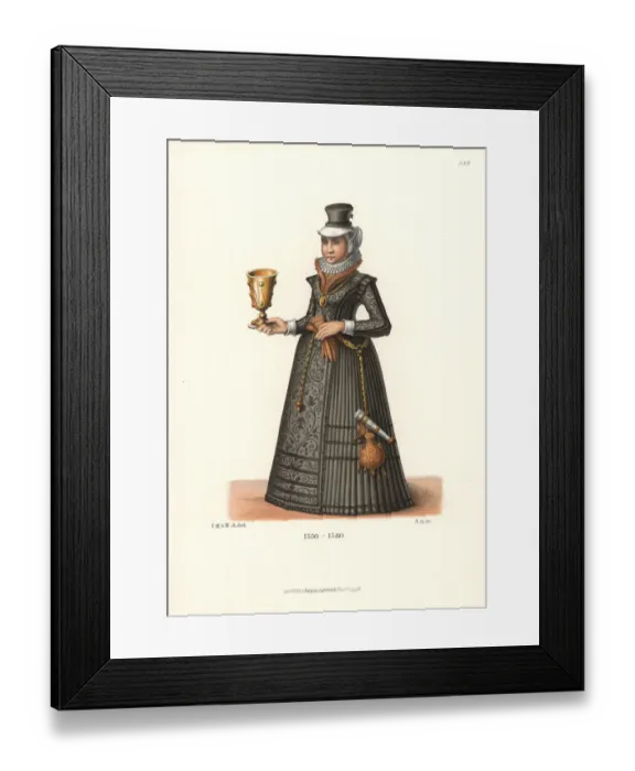 Framed Print : Swiss burger woman from the mid 16th century Framed Print : Swiss burger woman from the mid 16th century