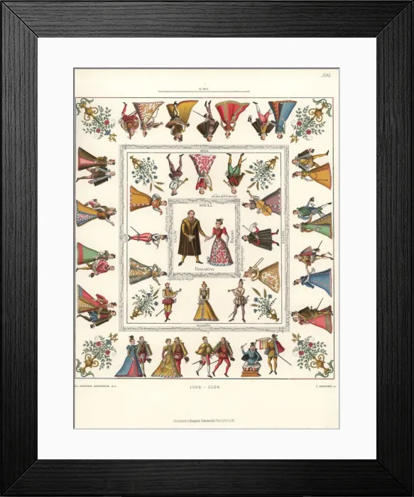 Framed Print : Tablecloth with images of the wedding of Count Framed Print : Tablecloth with images of the wedding of Count