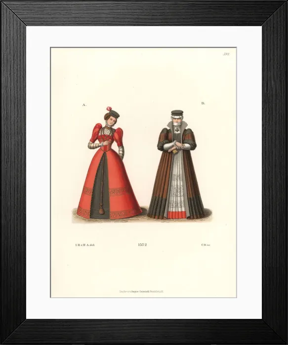 Framed Print : German women in big shoulder pads, 1572 Framed Print : German women in big shoulder pads, 1572