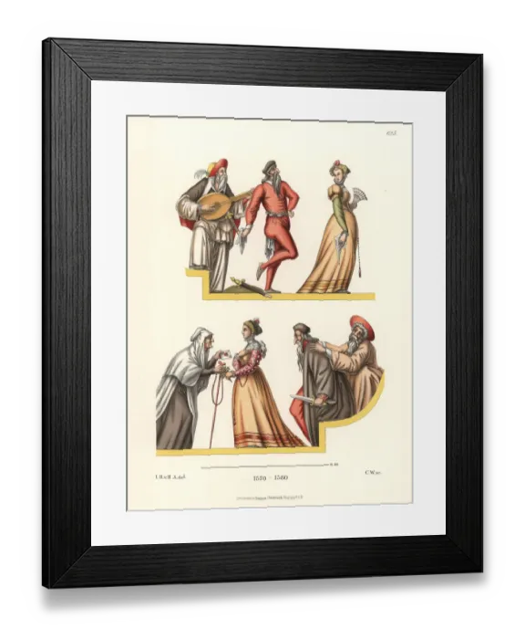 Framed Print : Foppish Pantaloon, Columbine in Italian dress Framed Print : Foppish Pantaloon, Columbine in Italian dress