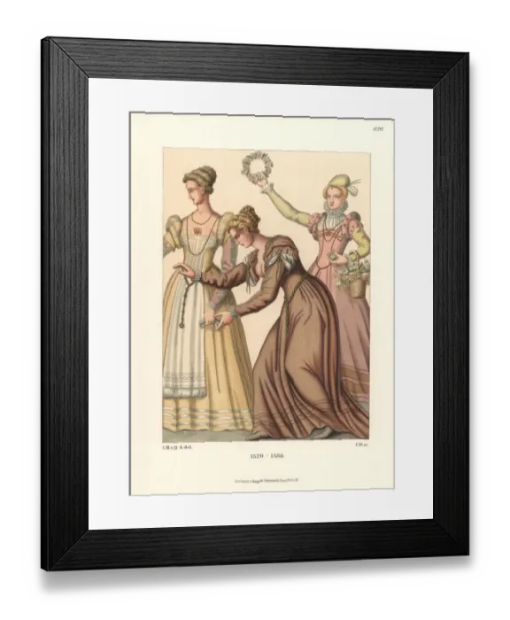 Framed Print : Three women in Venetian dress from the Harlequinade Framed Print : Three women in Venetian dress from the Harlequinade