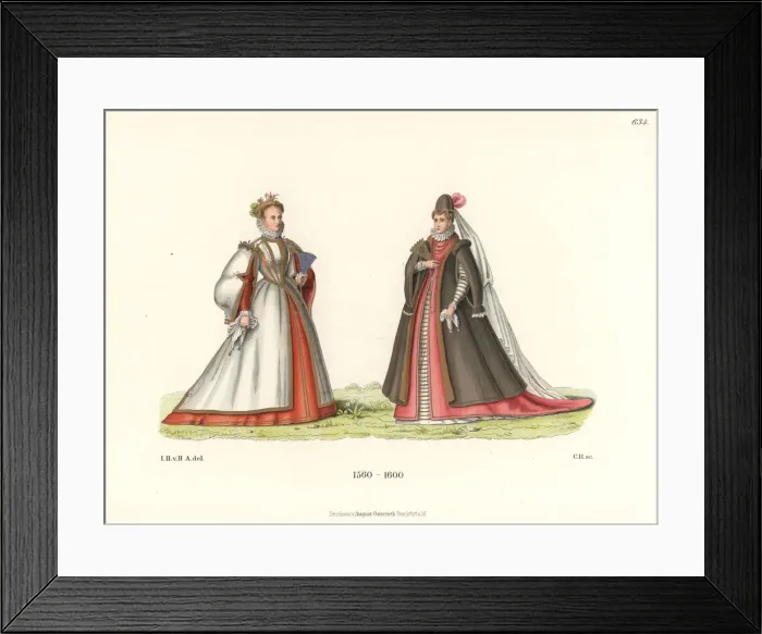 Framed Print : Spanish noblewomen in summer and winter clothes Framed Print : Spanish noblewomen in summer and winter clothes