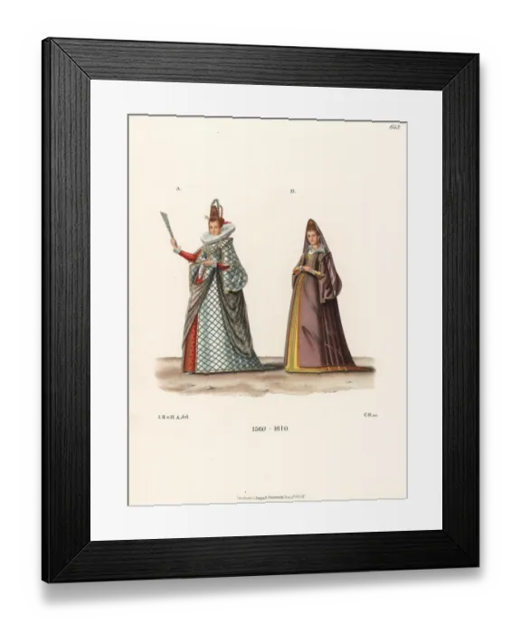 Framed Print : Noblewoman from Naples and bourgeois woman Framed Print : Noblewoman from Naples and bourgeois woman