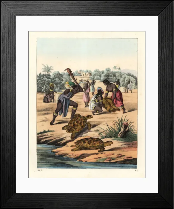 Framed Print : Native Americans hunting the loggerhead sea Framed Print : Native Americans hunting the loggerhead sea