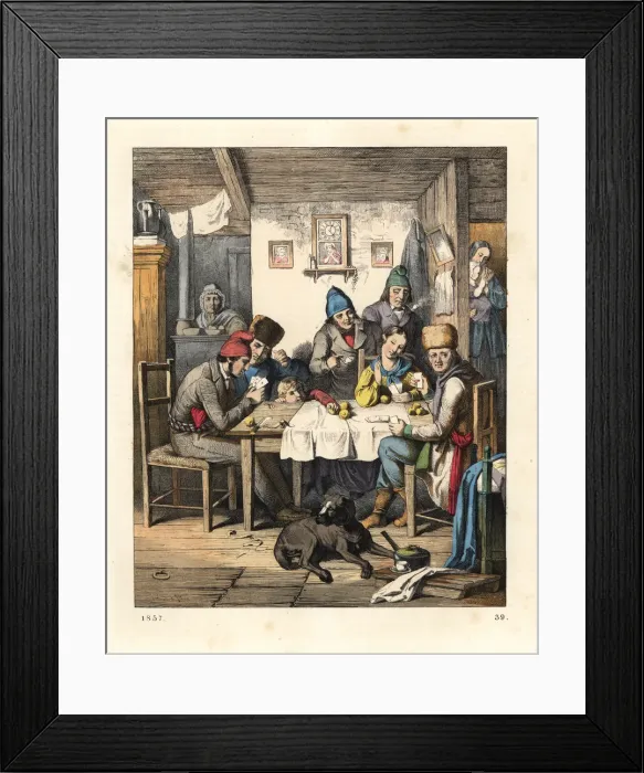 Framed Print : Scene in an American farmhouse on a winter Framed Print : Scene in an American farmhouse on a winter