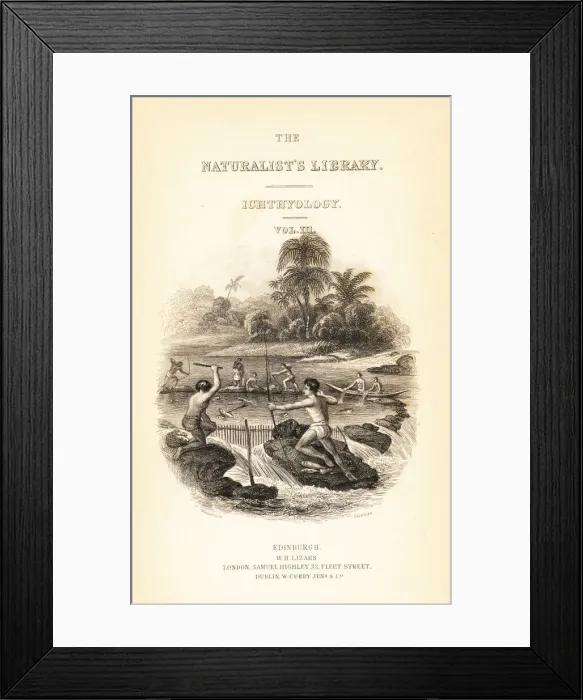 Framed Print : Vignette showing Native Americans fishing Framed Print : Vignette showing Native Americans fishing