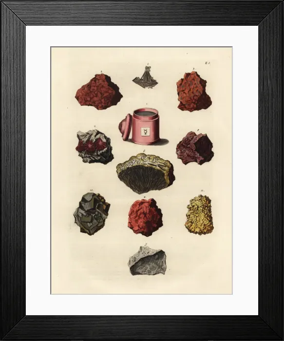 Framed Print : Varieties of minerals and resins including Framed Print : Varieties of minerals and resins including