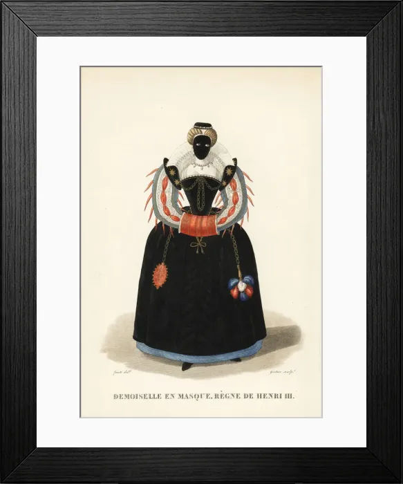 Framed Print : Lady in mask at a ball, reign of King Henry Framed Print : Lady in mask at a ball, reign of King Henry