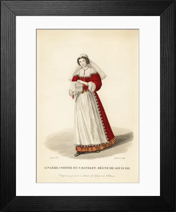 Framed Print : Seamstress in Bavolet, reign of Louis XIII, 1610-1643 Framed Print : Seamstress in Bavolet, reign of Louis XIII, 1610-1643