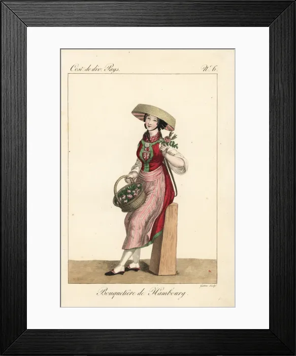 Framed Print : Flower seller of Hamburg, Germany, 19th century Framed Print : Flower seller of Hamburg, Germany, 19th century