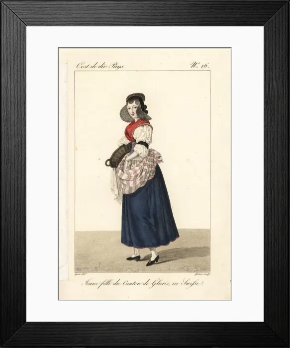 Framed Print : Young girl of the Canton of Glarus, Switzerland Framed Print : Young girl of the Canton of Glarus, Switzerland